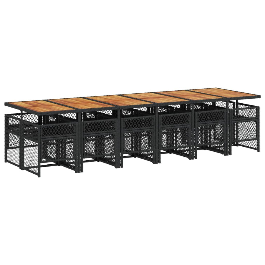 13-delige Tuinset met kussens poly rattan zwart