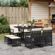 Tuinset poly rattan 9-delig zwart