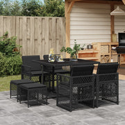 Tuinset 9-delig poly rattan zwart