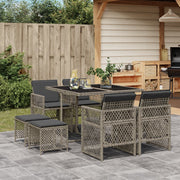 Tuinset 9-delig poly rattan grijs