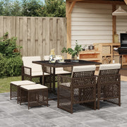Tuinset 9-delig poly rattan bruin met kussens