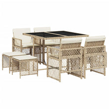 9-delige Tuinset met kussens poly rattan beige