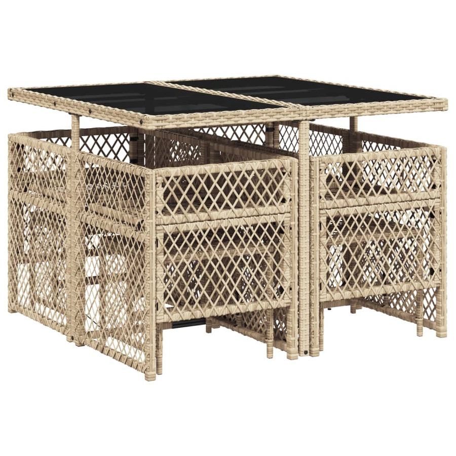 9-delige Tuinset met kussens poly rattan beige