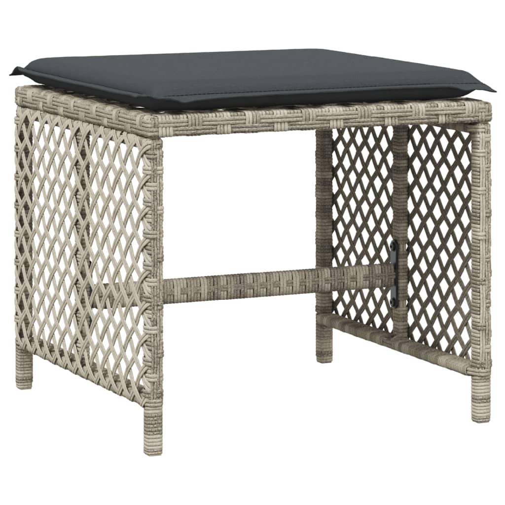 9-delige Tuinset met kussens poly rattan lichtgrijs