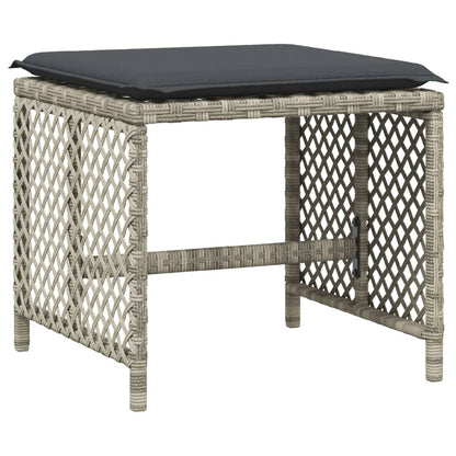 9-delige Tuinset met kussens poly rattan lichtgrijs