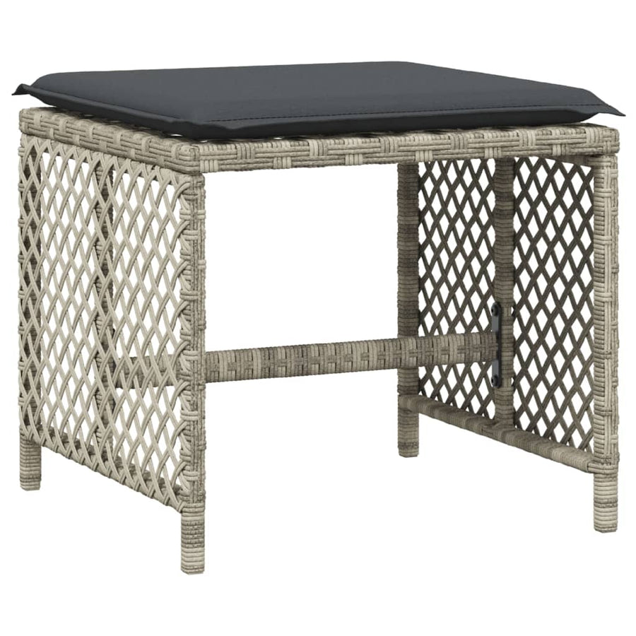 9-delige Tuinset met kussens poly rattan lichtgrijs