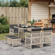 Tuinset 9-delig poly rattan lichtgrijs
