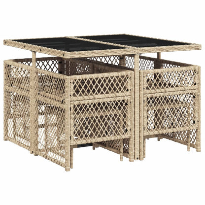 9-delige Tuinset met kussens poly rattan beige