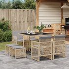 9-delige Tuinset met kussens poly rattan beige