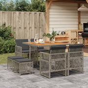 Tuinset 9-delig poly rattan grijs met kussens