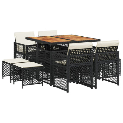 9-delige Tuinset poly rattan zwart