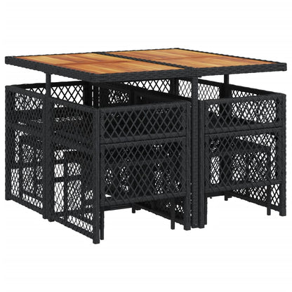 9-delige Tuinset poly rattan zwart
