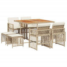 9-delige Tuinset met kussens poly rattan beige