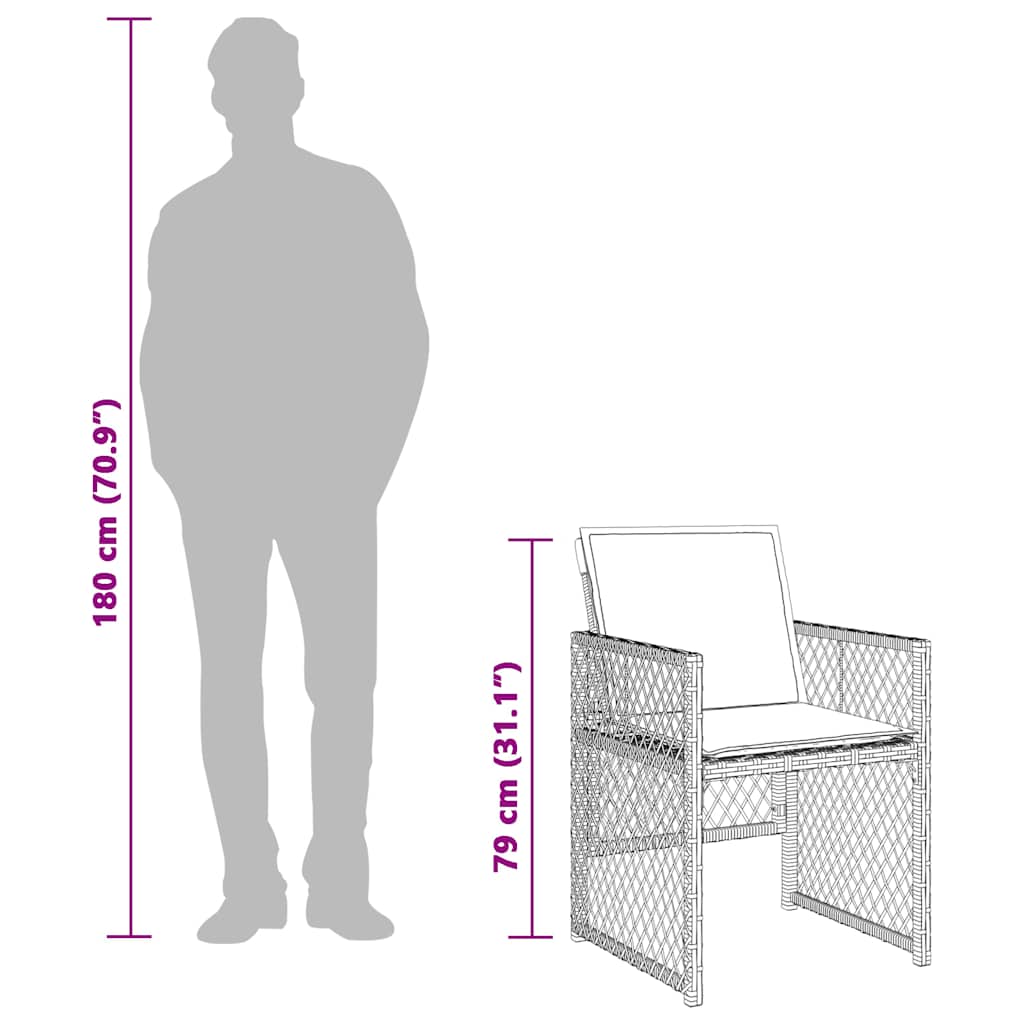 9-delige Tuinset met kussens poly rattan beige