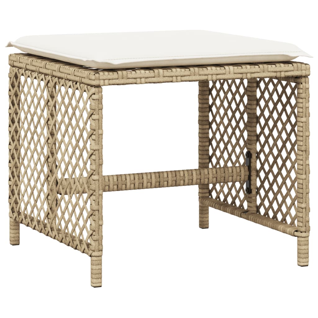 9-delige Tuinset met kussens poly rattan beige