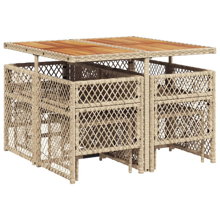 9-delige Tuinset met kussens poly rattan beige