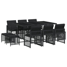 11-delige Tuinset met kussens poly rattan zwart