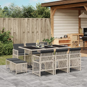 Tuinset 11-delig poly rattan lichtgrijs