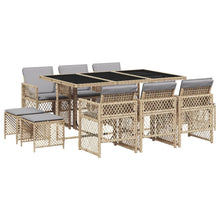 11-delige Tuinset met kussens poly rattan beige