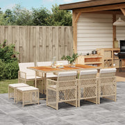 Tuinset 11-delig poly rattan beige met kussens