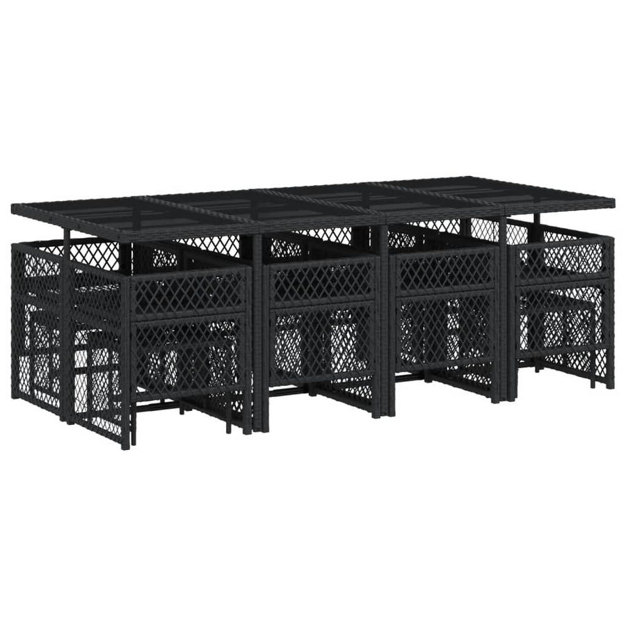 13-delige Tuinset met kussens poly rattan zwart