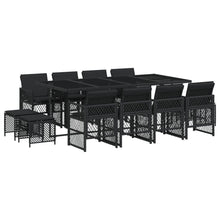 13-delige Tuinset met kussens poly rattan zwart