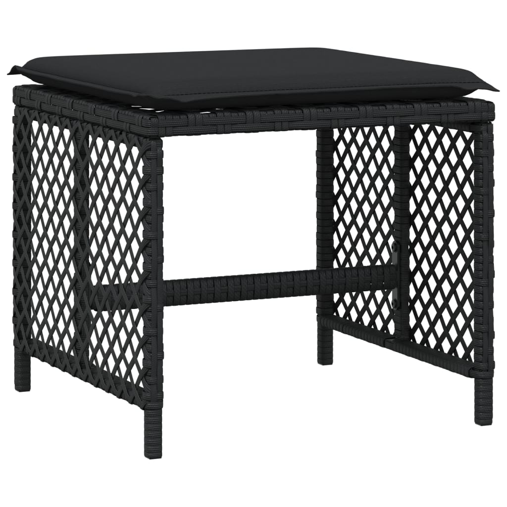 13-delige Tuinset met kussens poly rattan zwart