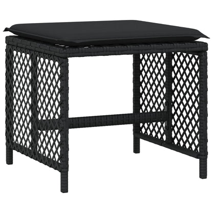 13-delige Tuinset met kussens poly rattan zwart