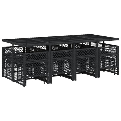 13-delige Tuinset met kussens poly rattan zwart