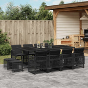 Tuinset 13-delig poly rattan zwart met kussens