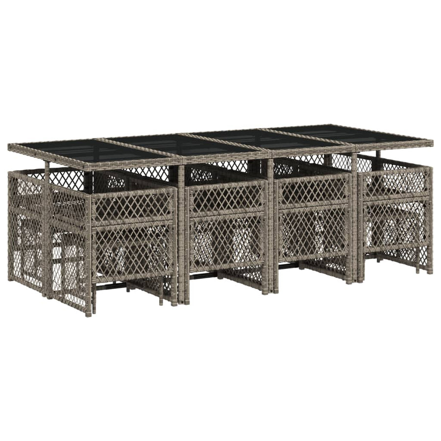 13-delige Tuinset met kussens poly rattan grijs