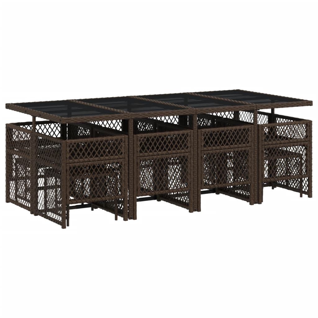 13-delige Tuinset met kussens poly rattan bruin