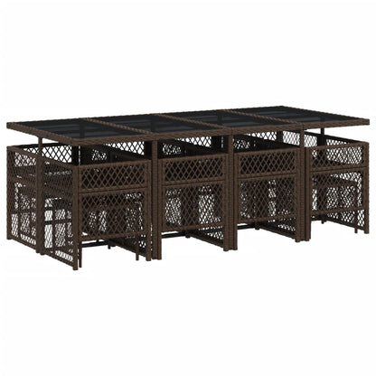 13-delige Tuinset met kussens poly rattan bruin