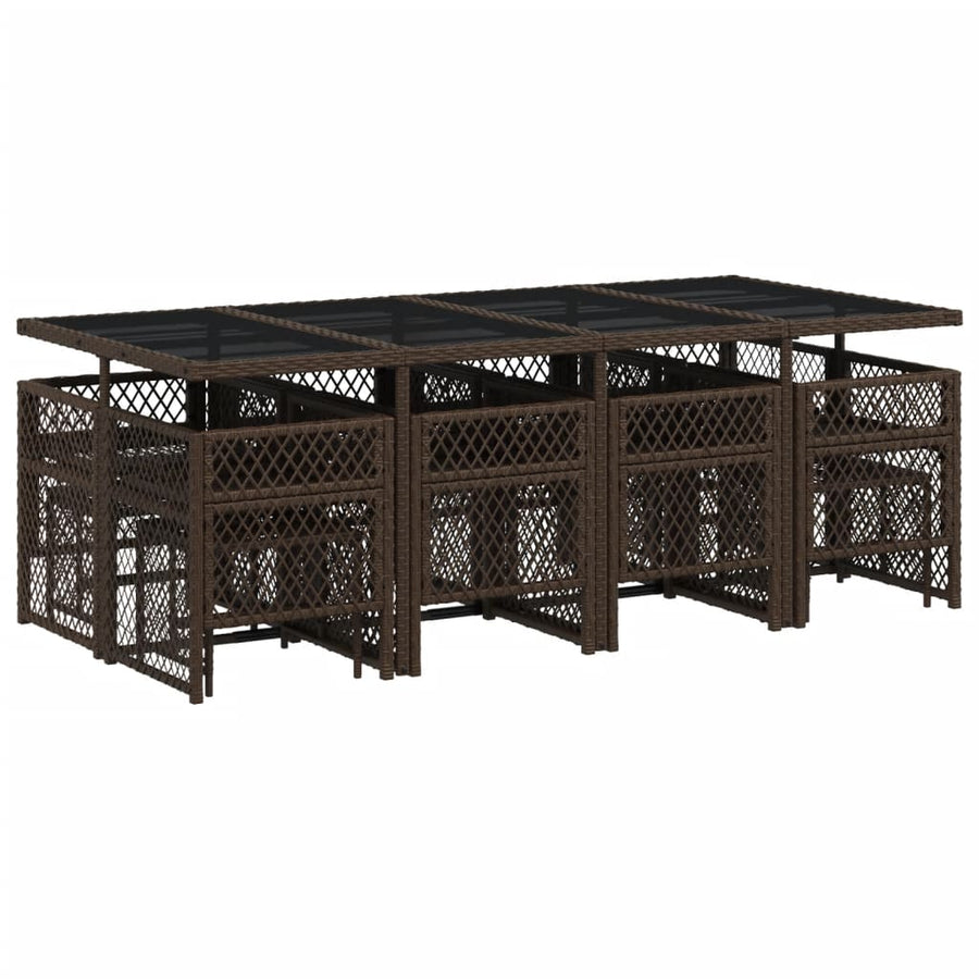 13-delige Tuinset met kussens poly rattan bruin