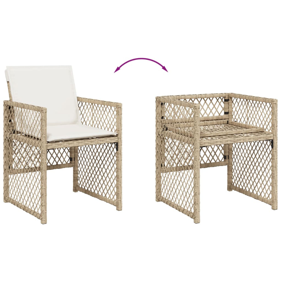 13-delige Tuinset met kussens poly rattan beige