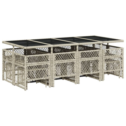 13-delige Tuinset met kussens poly rattan lichtgrijs