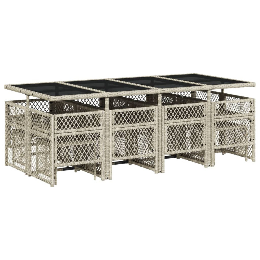 13-delige Tuinset met kussens poly rattan lichtgrijs