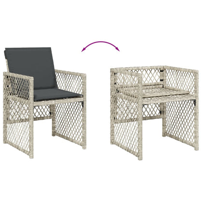 13-delige Tuinset met kussens poly rattan lichtgrijs