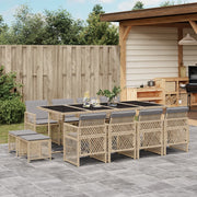 Tuinset 13-delig poly rattan beige met kussens