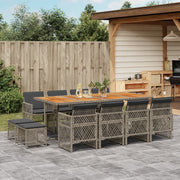 Tuinset 13-delig poly rattan grijs