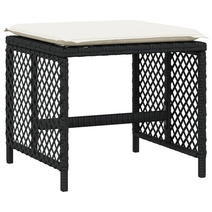 13-delige Tuinset met kussens poly rattan zwart