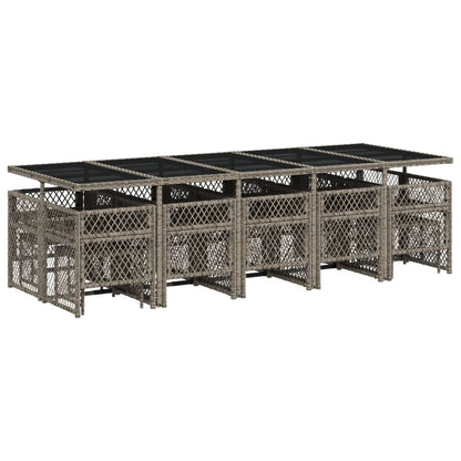 15-delige Tuinset met kussens poly rattan grijs