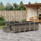 15-Piece Garden Furniture Set with Cushions, Poly Rattan Grey