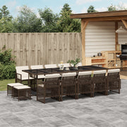Tuinset 15-delig poly rattan bruin met kussens