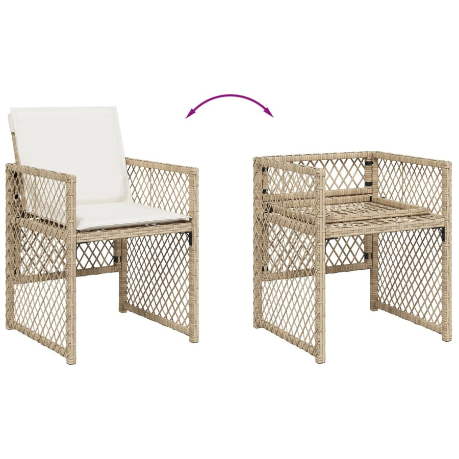 15-delige Tuinset met kussens poly rattan beige