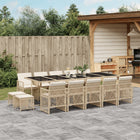 15-piece Garden Furniture Set with Cushions, Poly Rattan Beige
