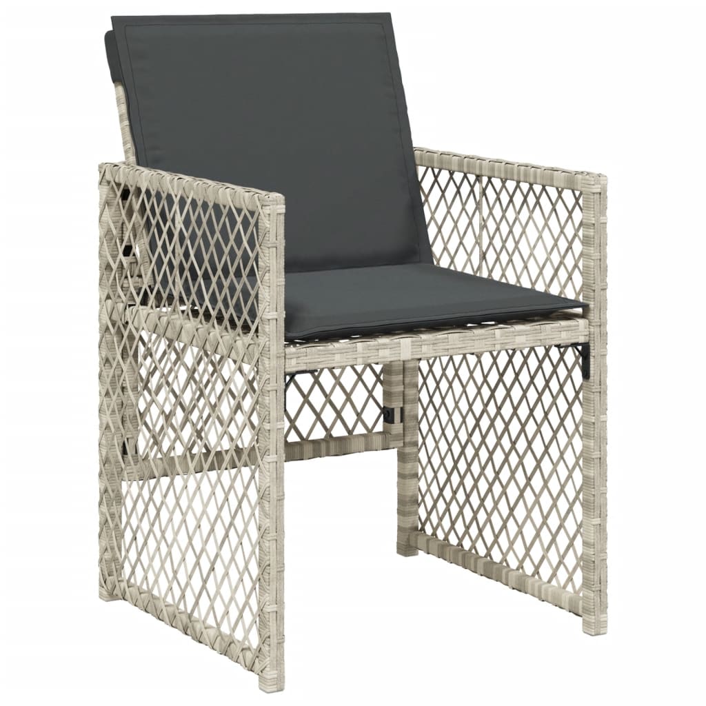 15-delige Tuinset met kussens poly rattan lichtgrijs