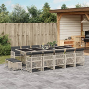 Tuinset 15-delig poly rattan lichtgrijs met kussens