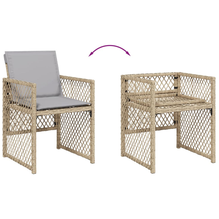 15-delige Tuinset met kussens poly rattan beige