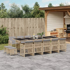 15-piece Garden Furniture Set with Cushions, Poly Rattan Beige